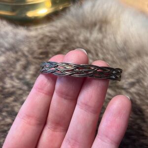 Vintage lightweight braided sterling silver cuff bracelet